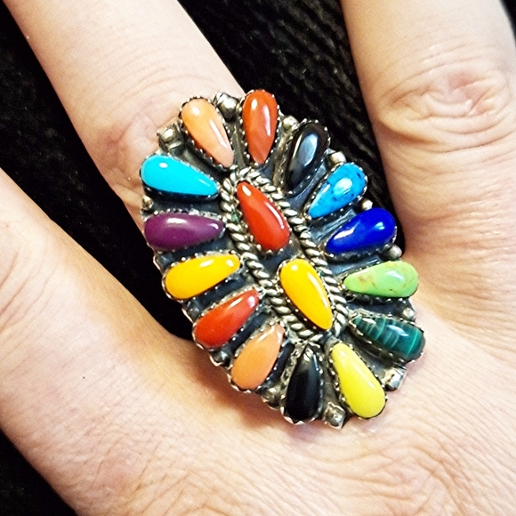 ✨️OOAK! JULIANA WILLIAMS RARE! Multi Semiprecious Stone and Sterling Silver Ring - Picture 1 of 17